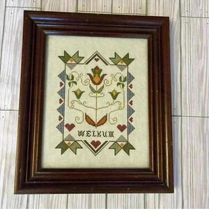 Amish Quaker Needlepoint Embroidered “Welcome”
